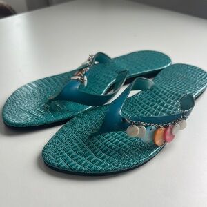 Teal Beaded Women's Sandals